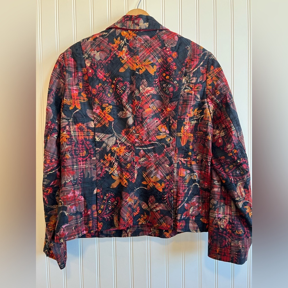 Coldwater Creek women’s jacket petite 10 Paisley plaid cottage core - Picture 2 of 8